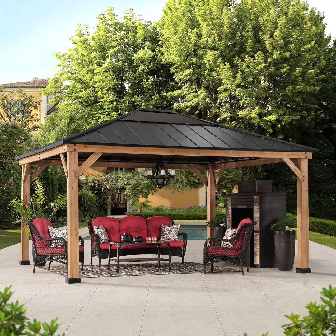 Zedernholz Gazebo ERNIR - 393cm x 452cm