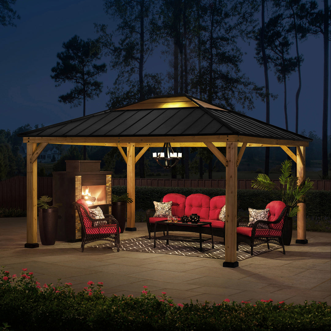 Zedernholz Gazebo ERNIR - 393cm x 452cm