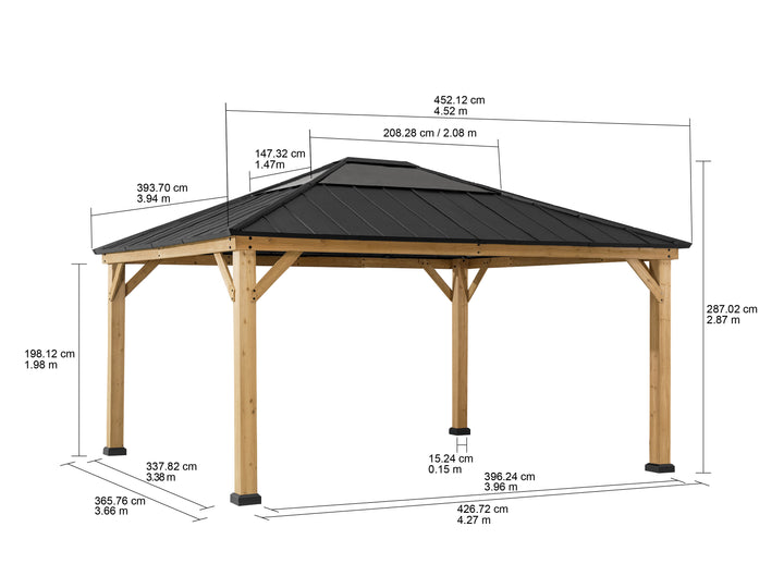 Zedernholz Gazebo ERNIR - 393cm x 452cm