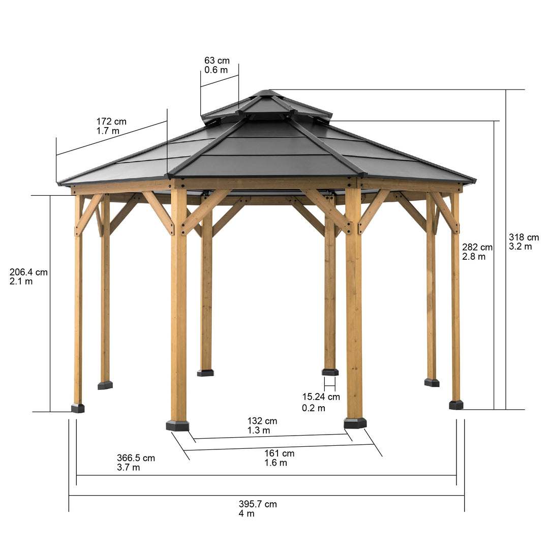 Zedernholz Gazebo EGGI - 396cm x 396cm