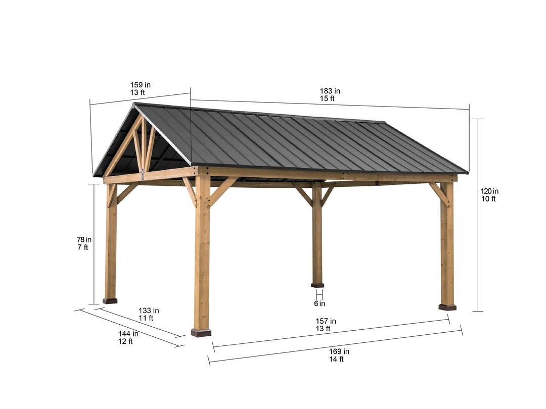 Zedernholz Gazebo REBRA - 404cm x 465cm