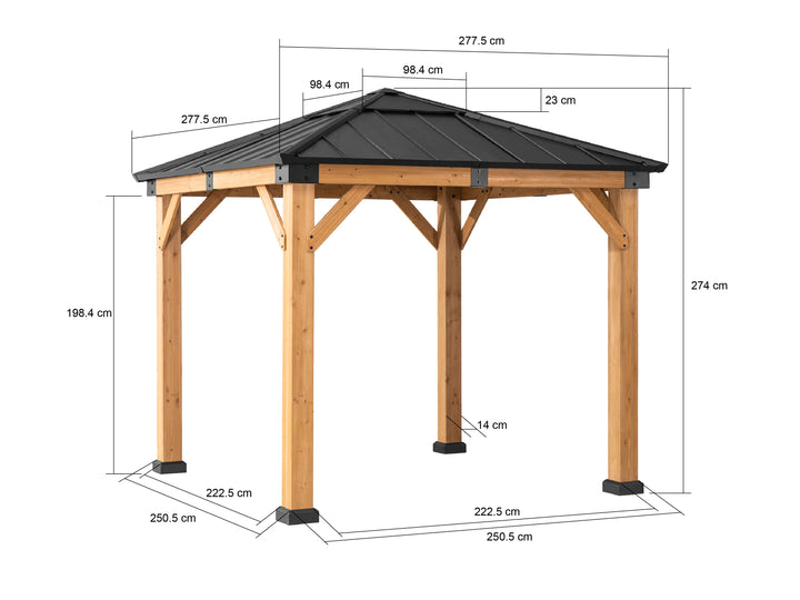 Zedernholz Gazebo RAPI - 273cm x 273cm