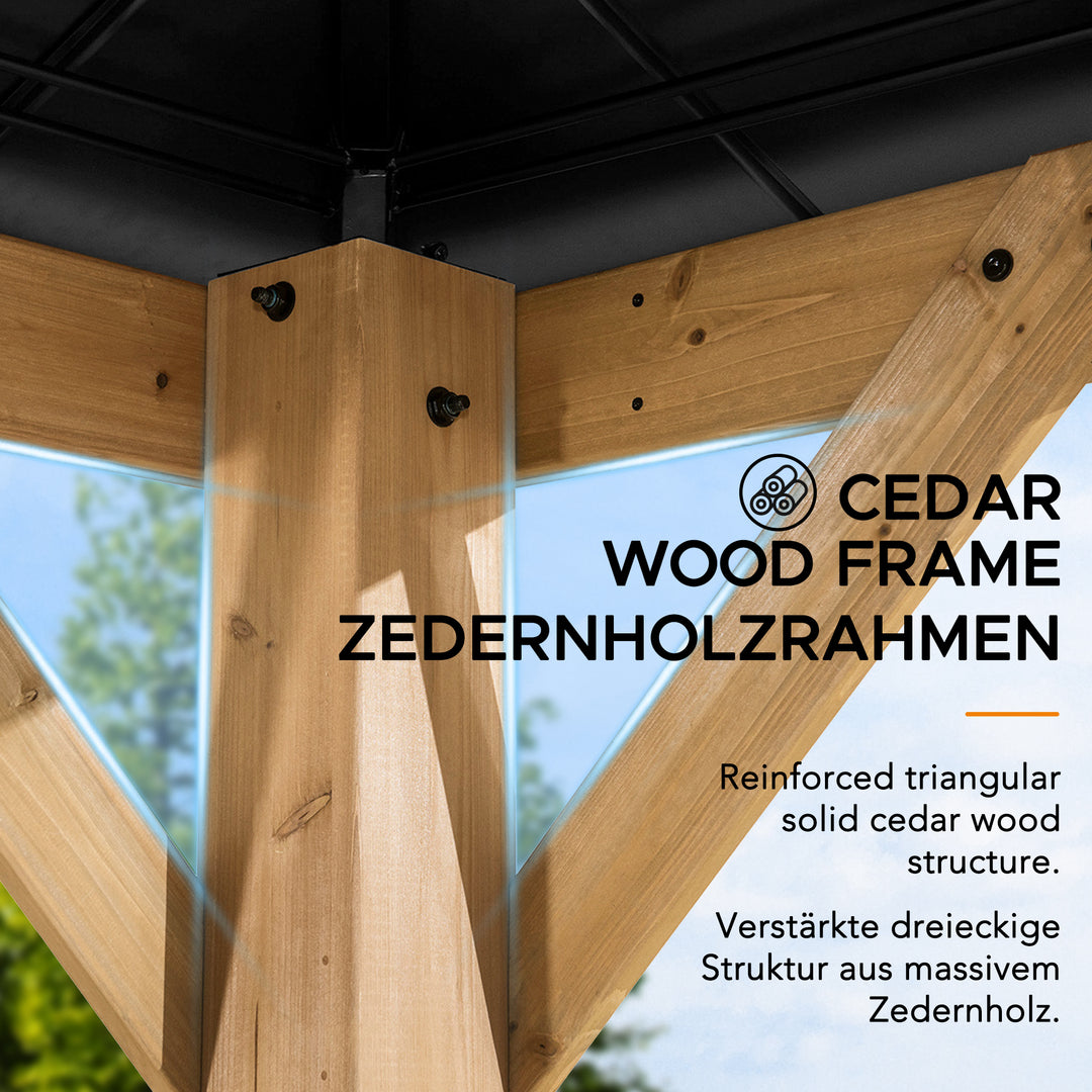 Zedernholz Gazebo ERNIR - 393cm x 452cm