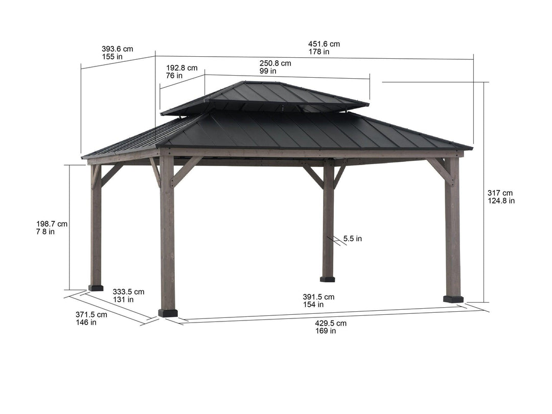 Gazebo RYSY - 450cm x 390cm - Sunjoy Gartenmöbel