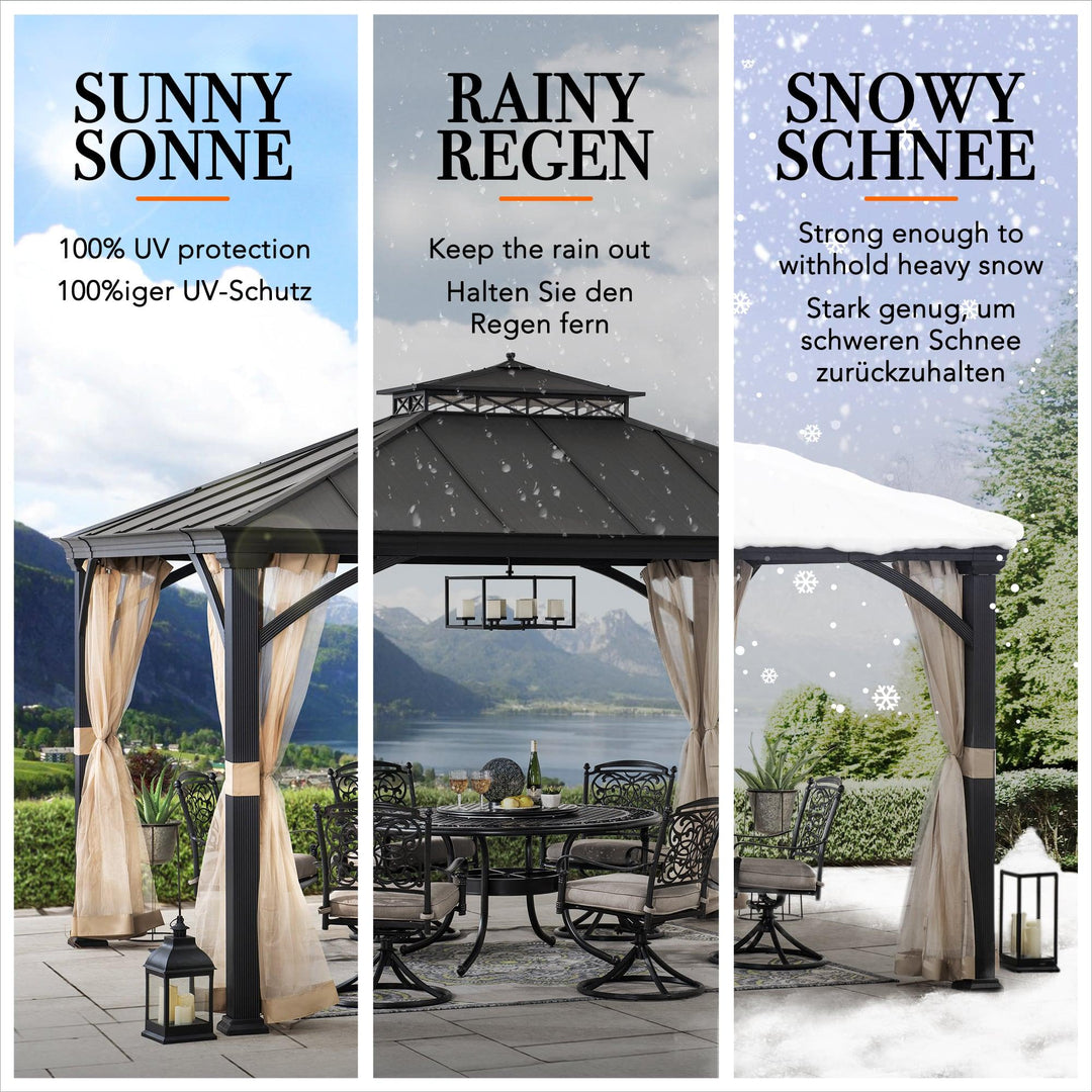 Gazebo TORRE - 385cm x 324cm - Sunjoy Gartenmöbel